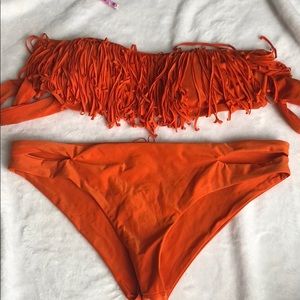 L space orange fringe bikini